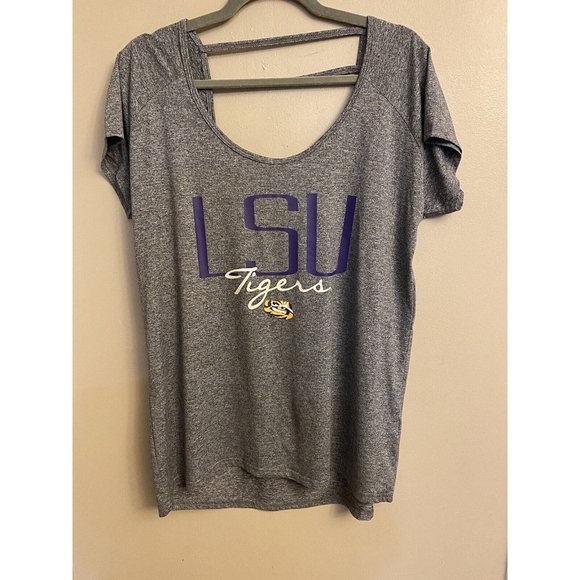 Rivalry Threads 91 LSU Tigers Top Size L  Ladies 2 Strap Back Detail Gray Shirt - Picture 1 of 10